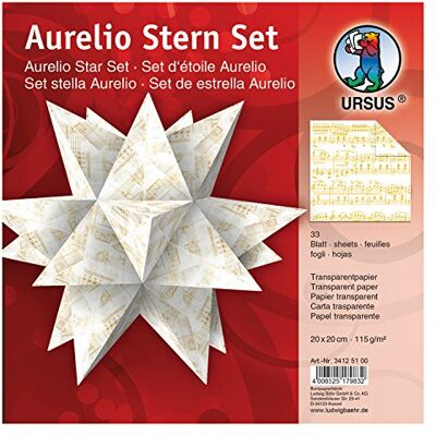 Ursus 34125100 – Fällbara blad Aurelio stjärnnoter, guld, 33 ark, av transpatentpapper 115 g/kvm, ca 20 x 20 cm, tryckt på ena sidan, perfekt som juldekoration Ursus 34125100 – Fällbara blad Aurelio stjärnnoter, guld, 33 ark, av transpatentpapper 115 g/kvm, ca 20 x 20 cm, tryckt på ena sidan, perfekt som juldekoration