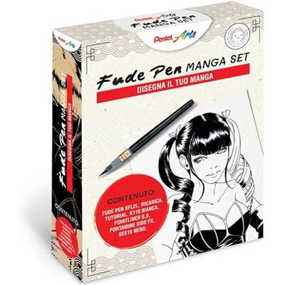 Pentel Fude Pen Påfyllningsbar Bläck Svart Grundläggande Fin spets Pentel Fude Pen Påfyllningsbar Bläck Svart Grundläggande Fin spets