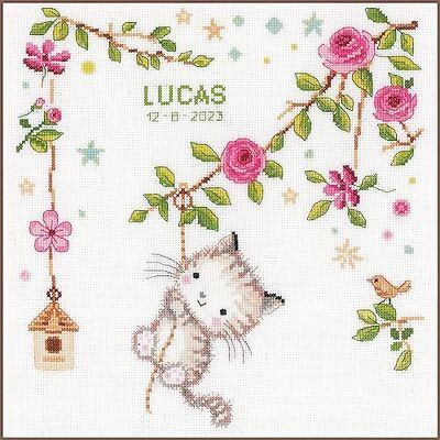 Vervaco Räknad punktsats fräck kattunge, vit, ca. 30 x 31 cm Vervaco Räknad punktsats fräck kattunge, vit, ca. 30 x 31 cm