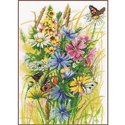 Lanarte Punkt kit med vilda blommor och fjärilar, vit, ca. 30 x 43 cm Lanarte Punkt kit med vilda blommor och fjärilar, vit, ca. 30 x 43 cm