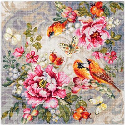 Magic Needle 214–274 ZW sommar symfoni korsstygnsset med räkningsmönster kvistutgåva, bomull, vit, 40 x 40 cm Magic Needle 214–274 ZW sommar symfoni korsstygnsset med räkningsmönster kvistutgåva, bomull, vit, 40 x 40 cm