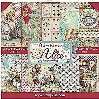 Stamperia Alice Scrapbooking Pad 30x30 Stamperia Alice Scrapbooking Pad 30x30