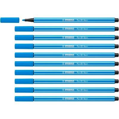 STABILO Premium tuschpenna Pen 68 ask med 10 Neonblå STABILO Premium tuschpenna Pen 68 ask med 10 Neonblå