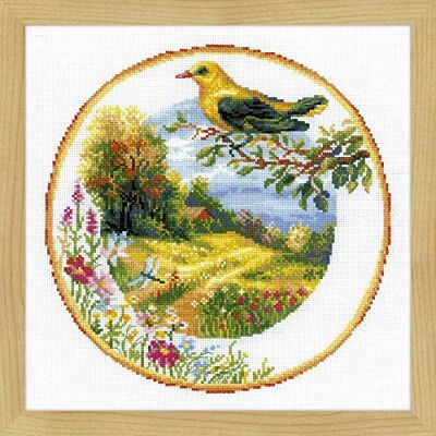 Riolis , räkningsmönster korsstygnsset bild med pirol, bomull, flerfärgad, 30 x 30 x 0,1 cm Riolis , räkningsmönster korsstygnsset bild med pirol, bomull, flerfärgad, 30 x 30 x 0,1 cm