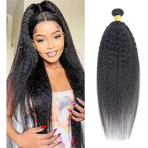 huarisi 1 Bundle of Brazilian Yaki Straight Bundles 22 Inch 100% Human Hair Yaki Weave for Black Women Brazilian Kinky Straight Hair 8a Unprocessed Virgin Hair Natural Colour