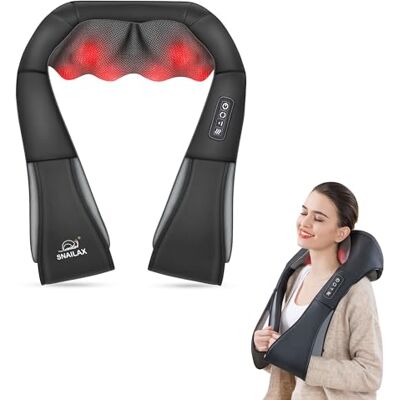 Snailax shiatsu nackmassageapparat med värme, 4D-rotation nack- och axelmassageapparat med värme, presenter till mamma, pappa, värmekudde för nacke och rygg Snailax shiatsu nackmassageapparat med värme, 4D-rotation nack- och axelmassageapparat med värme, presenter till mamma, pappa, värmekudde för nacke och rygg