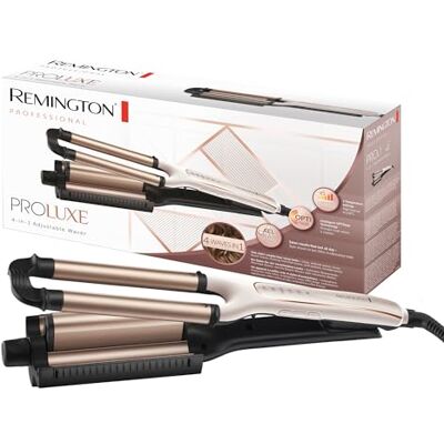 Remington 4-i-1 vågtång, justerbar för olika stilar, upp till 210°C, PRO+ innebär 185°c, keramisk beläggning med sträv yta för bättre grepp, 30 sek uppvärmning, 3m sladd, Proluxe CI91AW Remington 4-i-1 vågtång, justerbar för olika stilar, upp till 210°C, PRO+ innebär 185°c, keramisk beläggning med sträv yta för bättre grepp, 30 sek uppvärmning, 3m sladd, Proluxe CI91AW