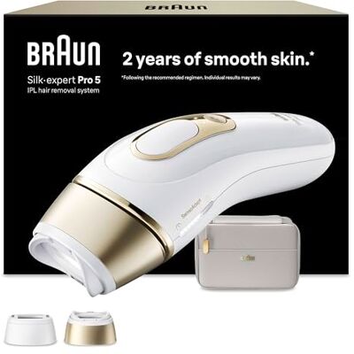Braun Smart IPL Silk·expert Pro 5, Laserhårborttagning Hemma, Permanent Hårreduktion, Med Fodral, 2 huvuden, PL5210 Braun Smart IPL Silk·expert Pro 5, Laserhårborttagning Hemma, Permanent Hårreduktion, Med Fodral, 2 huvuden, PL5210