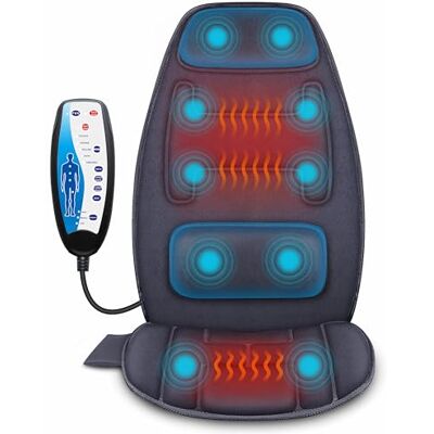 Snailax Massagestol med 10 vibrationsmotorer, massagestol med värme, massagekudde, ryggmassage för avkoppling på hemmakontoret, gåvor Snailax Massagestol med 10 vibrationsmotorer, massagestol med värme, massagekudde, ryggmassage för avkoppling på hemmakontoret, gåvor