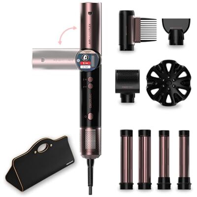 Cecotec Multifunktionell sminkborst 8 tillbehör och flexibelt handtag AirGlisse 8 in1 Flex Black. 1400 W, 1 1 0000 rpm, digital skärm, keramisk beläggning och keratin, Coanda-teknik Cecotec Multifunktionell sminkborst 8 tillbehör och flexibelt handtag AirGlisse 8 in1 Flex Black. 1400 W, 1 1 0000 rpm, digital skärm, keramisk beläggning och keratin, Coanda-teknik