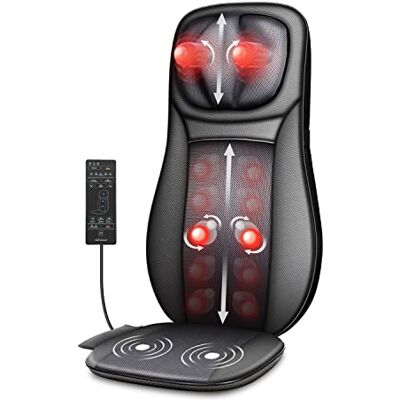 Snailax Massage-sittdyna, Shiatsu ryggmassageapparat massagedyna med värmefunktion, vibrationsfunktion, helkroppsmassage, massagefåtölj med tre massagezoner, presenter till män ochkvinnor Snailax Massage-sittdyna, Shiatsu ryggmassageapparat massagedyna med värmefunktion, vibrationsfunktion, helkroppsmassage, massagefåtölj med tre massagezoner, presenter till män ochkvinnor