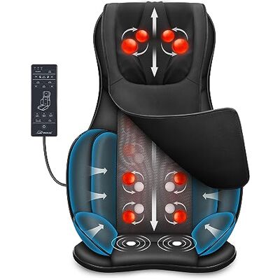 Snailax massagestol i helkroppen, Shiatsu nack-ryggmassageapparat med värme och kompression, 4D knådningsmassage för hela ryggen, presenter till pappa/mamma Snailax massagestol i helkroppen, Shiatsu nack-ryggmassageapparat med värme och kompression, 4D knådningsmassage för hela ryggen, presenter till pappa/mamma