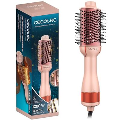Cecotec CeramicCare Single Peach Air Brush, 1 200 W, Untangled, Torr, Volym, Slät och vågig, Keramisk beläggning med keratin och arganolja, 3 lägen Cecotec CeramicCare Single Peach Air Brush, 1 200 W, Untangled, Torr, Volym, Slät och vågig, Keramisk beläggning med keratin och arganolja, 3 lägen
