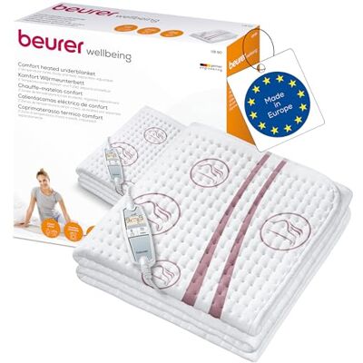 Beurer UB 90 comfort värmeundersäng, mysigt värmeundersäng med två temperaturzoner och 9 temperaturinställningar vardera, med automatisk återgång och Eco-Control, 150 x 80 cm, tvättas i maskin Beurer UB 90 comfort värmeundersäng, mysigt värmeundersäng med två temperaturzoner och 9 temperaturinställningar vardera, med automatisk återgång och Eco-Control, 150 x 80 cm, tvättas i maskin