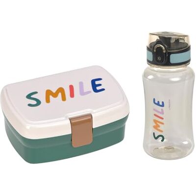 Lassig LÄSSIG Brödlåda och drickflaska set – Lunch-set med matlåda och drickflaska (460 ml)/Little Gang Smile milky/havsgrön Lassig LÄSSIG Brödlåda och drickflaska set – Lunch-set med matlåda och drickflaska (460 ml)/Little Gang Smile milky/havsgrön