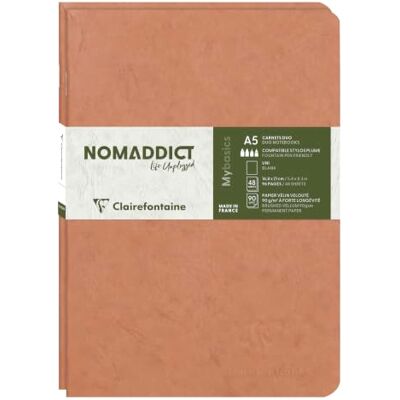 Clairefontaine 733186C Age Bag DUO set de 2 cahiers piqués 14,8x21cm 96p uni tabac Clairefontaine 733186C Age Bag DUO set de 2 cahiers piqués 14,8x21cm 96p uni tabac