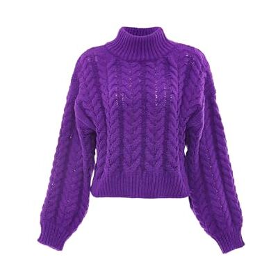 Sookie Stickad damtröja med polokrage polyester lila storlek XL/XXL, lila, XL Sookie Stickad damtröja med polokrage polyester lila storlek XL/XXL, lila, XL
