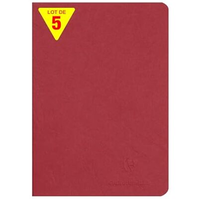 Clairefontaine 733102Cpack Age Bag Collection En uppsättning med 5 röda häftade anteckningsböcker A5 14,8 x 21 cm 96 vita enade sidor 90 g papper glansiga kornomslag läder Clairefontaine 733102Cpack Age Bag Collection En uppsättning med 5 röda häftade anteckningsböcker A5 14,8 x 21 cm 96 vita enade sidor 90 g papper glansiga kornomslag läder