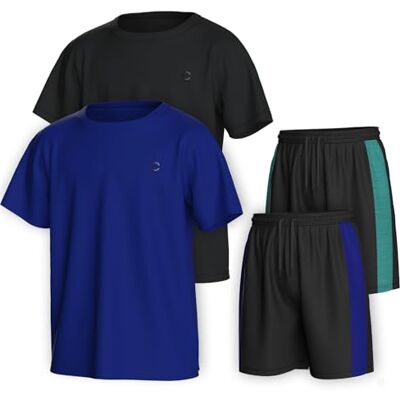 Essenclo Pojkar Kläder Set Tagless Loose Athletic Performance Crew Neck T-shirt och korta kläder Storlek 3-16 (4 delar), Set-5, 13-14 Essenclo Pojkar Kläder Set Tagless Loose Athletic Performance Crew Neck T-shirt och korta kläder Storlek 3-16 (4 delar), Set-5, 13-14