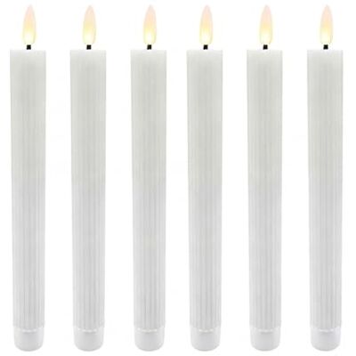 Relaxdays LED avsmalnande ljus, flimrande låga, äkta vax, spårad, flamlös, varm vit, 25 x 2 x 2 cm set med 6 Relaxdays LED avsmalnande ljus, flimrande låga, äkta vax, spårad, flamlös, varm vit, 25 x 2 x 2 cm set med 6