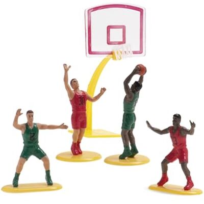 dekora tionssats för basketbollstårta i PVC med korg och 4 spelare, topper för barnfödelsedag, perfekt för godis och tårta, tioner till grattis på födelsedagen dekora tionssats för basketbollstårta i PVC med korg och 4 spelare, topper för barnfödelsedag, perfekt för godis och tårta, tioner till grattis på födelsedagen
