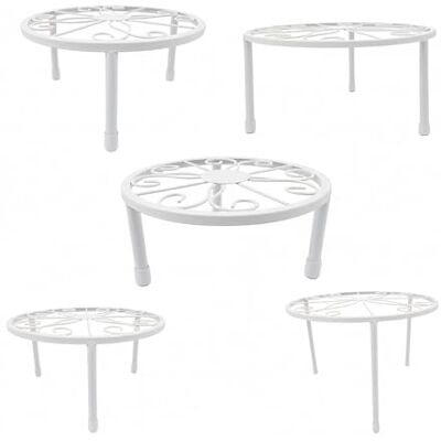 Relaxdays Set med 5 runda robusta blomkrukor, H: 8–20, D: 17–30 cm, vitt stål dekorativa stativ Relaxdays Set med 5 runda robusta blomkrukor, H: 8–20, D: 17–30 cm, vitt stål dekorativa stativ