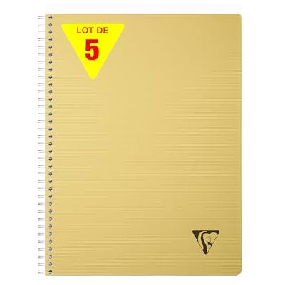 Clairefontaine 327122Cpack Linicolor cahier reliure intégrale 21x29,7cm 180p Q.5x5 ESSENCE Jaune paille PAQ DE 5 Clairefontaine 327122Cpack Linicolor cahier reliure intégrale 21x29,7cm 180p Q.5x5 ESSENCE Jaune paille PAQ DE 5