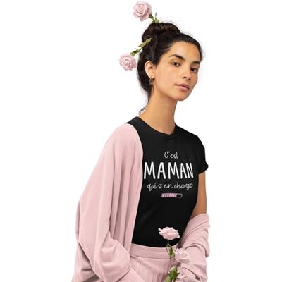 REPUBLIC OF CALIFORNIA "It's Mom Who Charge" mors dag gåva T-shirt, original presentidé, cool mamma, dammode, humoristisk T-shirt, svart, S REPUBLIC OF CALIFORNIA "It's Mom Who Charge" mors dag gåva T-shirt, original presentidé, cool mamma, dammode, humoristisk T-shirt, svart, S