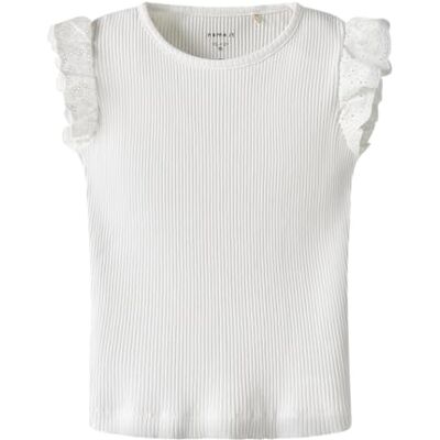 NAME IT Namn IT flicka Nmfhalina Ss Top, Ljus vit, 104 NAME IT Namn IT flicka Nmfhalina Ss Top, Ljus vit, 104