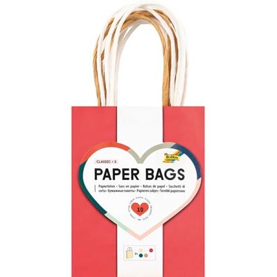 folia 21259/10 – Paper Bags Classic S, 10 papperspåsar av 110–125 g/m² kraftpapper i 5 färger, ca 12 x 15 x 5,5 cm, för pyssel, dekoration och gåva folia 21259/10 – Paper Bags Classic S, 10 papperspåsar av 110–125 g/m² kraftpapper i 5 färger, ca 12 x 15 x 5,5 cm, för pyssel, dekoration och gåva