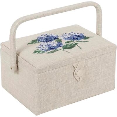 Hobby Gift Exklusiv medelstor sylåda, hantverkslåda, tillbehörslåda, nålkudde, PVC-handtag, 18,5 x 25,5 x 14,5 cm, Hortensia Hobby Gift Exklusiv medelstor sylåda, hantverkslåda, tillbehörslåda, nålkudde, PVC-handtag, 18,5 x 25,5 x 14,5 cm, Hortensia