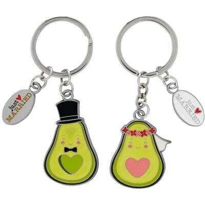 GRUSS & CO par nyckelknippa motiv avokado Presentset med 2 figurfulla hängen, på presentkort bröllopspresent, för par, för två 71072, flerfärgad, Länge 8,3 cm GRUSS & CO par nyckelknippa motiv avokado Presentset med 2 figurfulla hängen, på presentkort bröllopspresent, för par, för två 71072, flerfärgad, Länge 8,3 cm