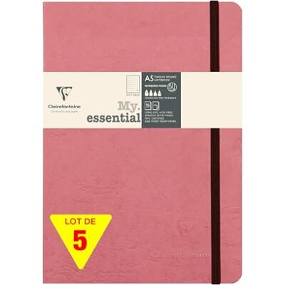 Clairefontaine 793436Cpack Age Bag My.Essential carnet cousu dos carré 14,8x21cm 192p DOT rose antique papier ivoire 90g PAQ DE 5 Clairefontaine 793436Cpack Age Bag My.Essential carnet cousu dos carré 14,8x21cm 192p DOT rose antique papier ivoire 90g PAQ DE 5