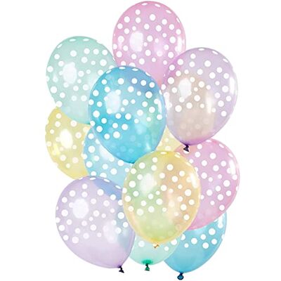 Folat 68850 ballonger med prickar pastell transparent 30 cm – 15 stycken latex heliumballong, födelsedagsdekoration, pastell, 30 cm Folat 68850 ballonger med prickar pastell transparent 30 cm – 15 stycken latex heliumballong, födelsedagsdekoration, pastell, 30 cm