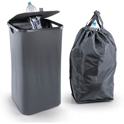 EASYmaxx Pandflaskor, samlingsbehållare 100 l med 2 avtagbara bärkassar, flaskförvaring för återvunnet glas och tomt material behållare för tommat flasksamlare för kök och förråd EASYmaxx Pandflaskor, samlingsbehållare 100 l med 2 avtagbara bärkassar, flaskförvaring för återvunnet glas och tomt material behållare för tommat flasksamlare för kök och förråd