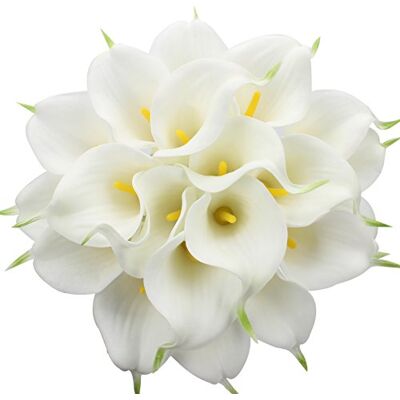 Duovlo 20 st Calla Lily Brud Bröllopsbukett Lataex Real Touch Artificiell Blomma Hem Party Dekor (Vit) Duovlo 20 st Calla Lily Brud Bröllopsbukett Lataex Real Touch Artificiell Blomma Hem Party Dekor (Vit)