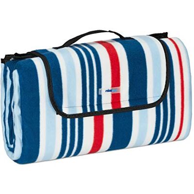 Relaxdays XXL picknickfilt, 200 x 200 cm, mjuk fleece strandfilt, värmeisolerad, vattentät, med bärhandtag, färgglad Relaxdays XXL picknickfilt, 200 x 200 cm, mjuk fleece strandfilt, värmeisolerad, vattentät, med bärhandtag, färgglad