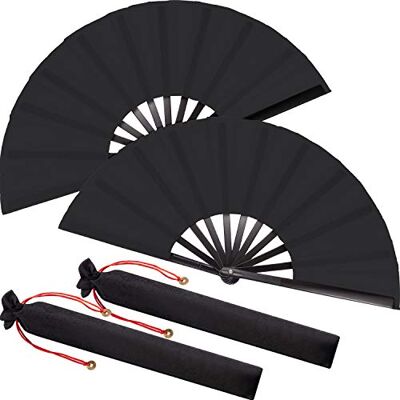 Maitys Stor hopfällbar siden handfläkt handfällbara fläktar kinesisk Tai Chi hopfällbar fläkt för män och kvinnor uppträdande, dans, dekorationer, festival, gåva (svart, 2 paket) Maitys Stor hopfällbar siden handfläkt handfällbara fläktar kinesisk Tai Chi hopfällbar fläkt för män och kvinnor uppträdande, dans, dekorationer, festival, gåva (svart, 2 paket)