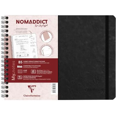 Clairefontaine 782461C Age Bag My.Notes cahier reliure intégrale à marge détachable 25x19cm 120p détach. ligné noir Clairefontaine 782461C Age Bag My.Notes cahier reliure intégrale à marge détachable 25x19cm 120p détach. ligné noir
