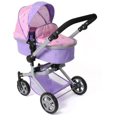 Bayer Chic 2000 ® 2-i-1 dockvagn Mika – hjärta lila – vikbar – höjdjusterbart handtag 47–80 cm – modern ram – dockor upp till 52 cm – 4-8 J. Bayer Chic 2000 ® 2-i-1 dockvagn Mika – hjärta lila – vikbar – höjdjusterbart handtag 47–80 cm – modern ram – dockor upp till 52 cm – 4-8 J.