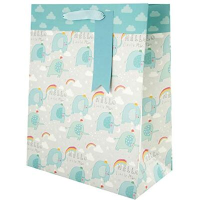 Hallmark ny baby pojke stor presentpåse – söt elefantdesign Hallmark ny baby pojke stor presentpåse – söt elefantdesign