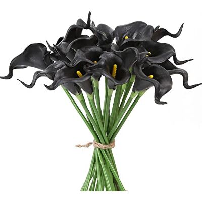 IPOPU 24 st svarta kalliljeblommor konstgjorda för dekorationer svarta falska blommor kallilja bukett för bröllop bordsuppsatser blomma gör-det-själv blommig dekor heminredning (svart) IPOPU 24 st svarta kalliljeblommor konstgjorda för dekorationer svarta falska blommor kallilja bukett för bröllop bordsuppsatser blomma gör-det-själv blommig dekor heminredning (svart)