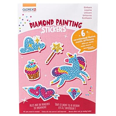 Glorex 6 1242 702 – diamantmålningsdekaler, motiv: Enhörning, pysselset för målning med glitterstenar, för barn från 6 år Glorex 6 1242 702 – diamantmålningsdekaler, motiv: Enhörning, pysselset för målning med glitterstenar, för barn från 6 år