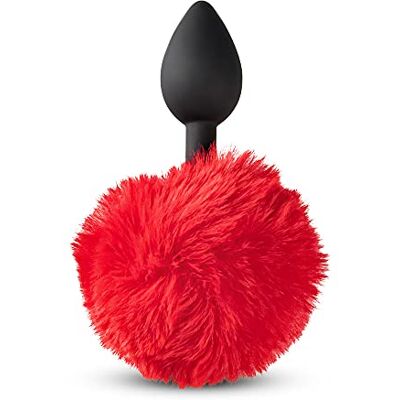 BeHorny Fluffy Bunny Tail Silikon Butt Plug, Röd BeHorny Fluffy Bunny Tail Silikon Butt Plug, Röd