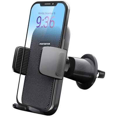 PORTENTUM Biltelefonhållare, luftventil, biltelefonmontering, vagga 360° rotation – uppgraderad krokklämma och en knapps frigöringsfunktion – superstabil biltelefonhållare kompatibel med 4 till 7 tums PORTENTUM Biltelefonhållare, luftventil, biltelefonmontering, vagga 360° rotation – uppgraderad krokklämma och en knapps frigöringsfunktion – superstabil biltelefonhållare kompatibel med 4 till 7 tums