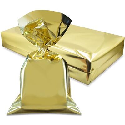 Decoraparty 50 metallic guldkuvert, 20 x 35 cm, gyllene PP-plastpåsar, eleganta rektangulära och eleganta presentförpackningar för högtidsfest, jul, nyår, firande, presentväska Decoraparty 50 metallic guldkuvert, 20 x 35 cm, gyllene PP-plastpåsar, eleganta rektangulära och eleganta presentförpackningar för högtidsfest, jul, nyår, firande, presentväska