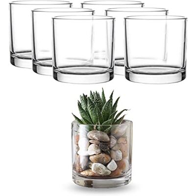 WHOLE HOUSEWARES 10 x 10 cm glascylindervas Ljushållare Dekorativ bordsuppsats för bröllop och heminredning Set med 6 WHOLE HOUSEWARES 10 x 10 cm glascylindervas Ljushållare Dekorativ bordsuppsats för bröllop och heminredning Set med 6