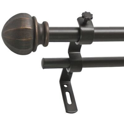 Decopolitan Montevilla 1,27 cm fasettboll dubbel fönsterbehandling stång set 26 to 48 Inches Vintage Bronze Decopolitan Montevilla 1,27 cm fasettboll dubbel fönsterbehandling stång set 26 to 48 Inches Vintage Bronze