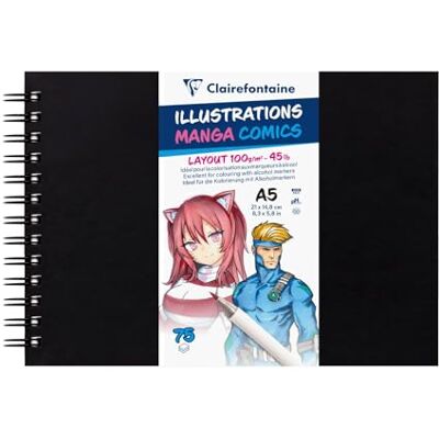 Clairefontaine 975945C Carnet Spiralé Layout Illustration Manga Comics A5 75F 100g Clairefontaine 975945C Carnet Spiralé Layout Illustration Manga Comics A5 75F 100g