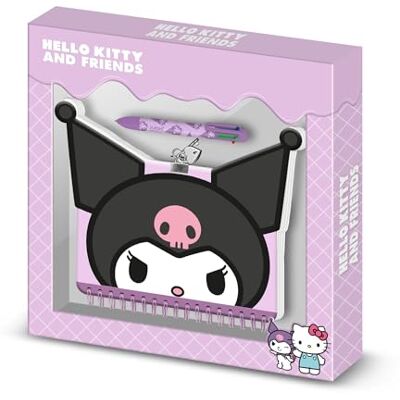 KARACTERMANIA Hello Kitty Kuromi Faceset med Kawaii-dagbok 6-färg-kulspetspenna, lila KARACTERMANIA Hello Kitty Kuromi Faceset med Kawaii-dagbok 6-färg-kulspetspenna, lila